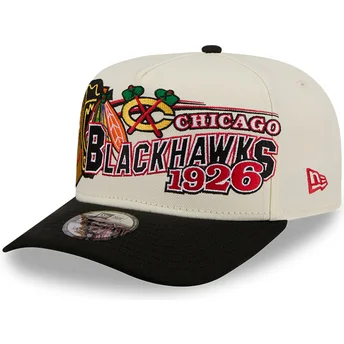Beżowo-czarna zakrzywiona czapka snapback 9FIFTY A Frame Classic Chicago Blackhawks NHL New Era