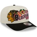 bezowo-czarna-zakrzywiona-czapka-snapback-9fifty-a-frame-classic-chicago-blackhawks-nhl-new-era