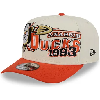 Beżowo-pomarańczowa czapka z zakrzywionym daszkiem snapback 9FIFTY A Frame Classic Anaheim Ducks NHL New Era