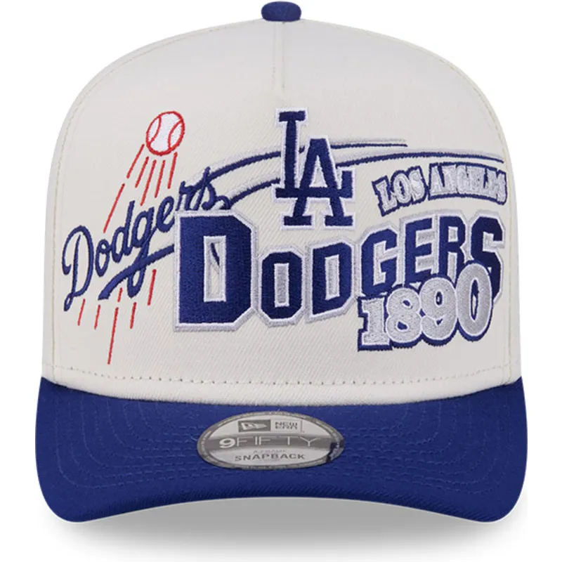 bezowo-niebieska-zakrzywiona-czapka-snapback-9fifty-a-frame-classic-los-angeles-dodgers-mlb-new-era