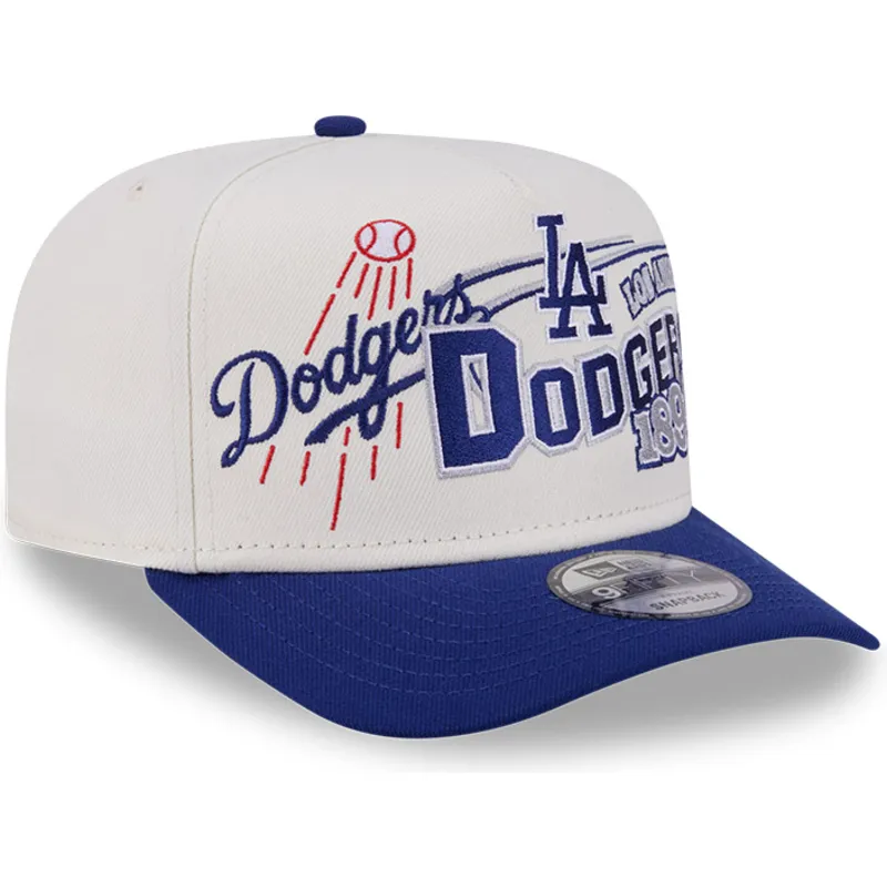 bezowo-niebieska-zakrzywiona-czapka-snapback-9fifty-a-frame-classic-los-angeles-dodgers-mlb-new-era