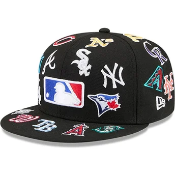 Kepurė plokščia juoda priglundantis 59FIFTY All Over MLB New Era