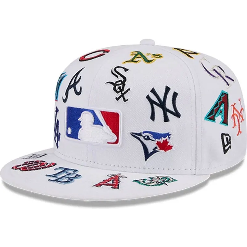 kepure-plokscia-balta-priglundanti-59fifty-all-over-mlb-new-era