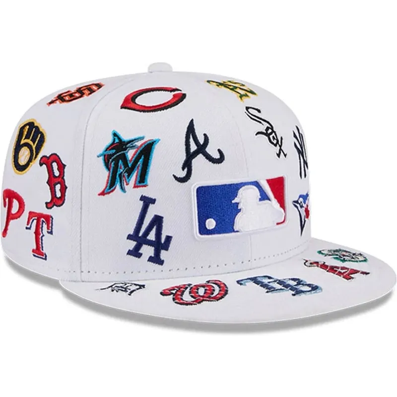 kepure-plokscia-balta-priglundanti-59fifty-all-over-mlb-new-era