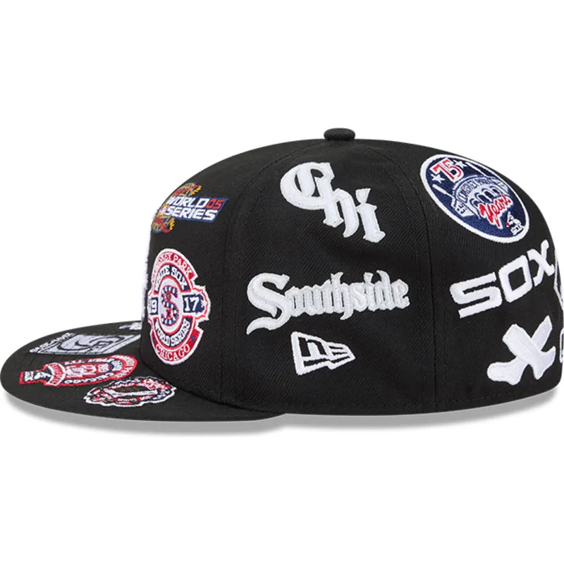 czarna-dopasowana-czapka-z-plaskim-daszkiem-59fifty-all-over-logos-chicago-white-sox-mlb-new-era