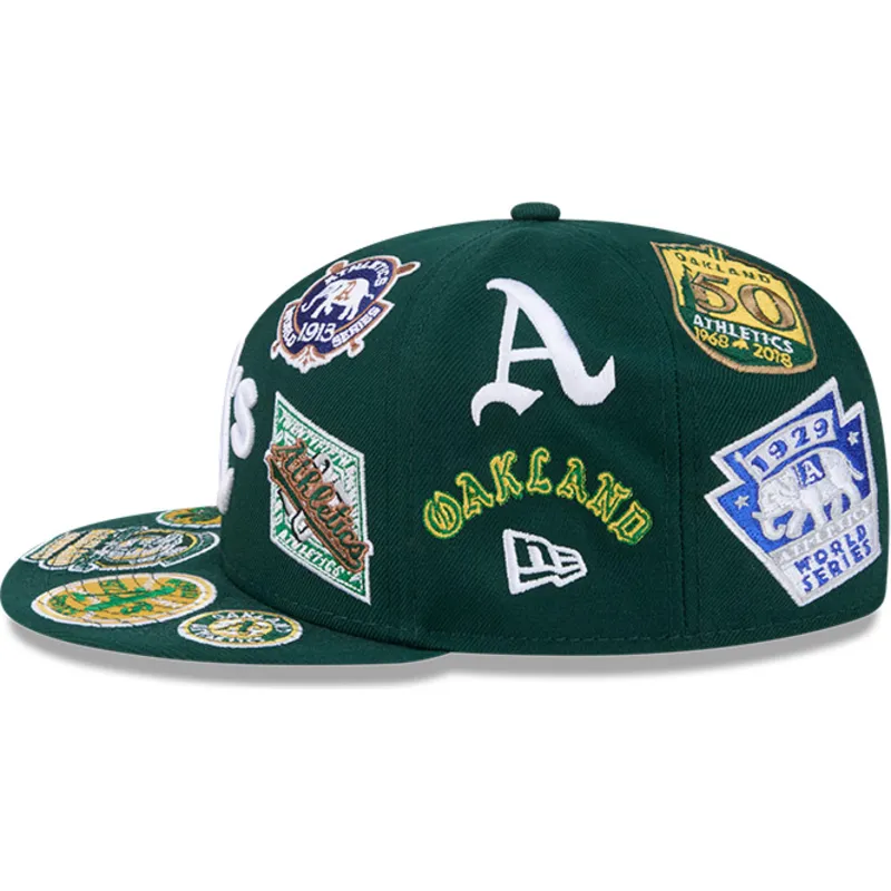 gorra-plana-verde-ajustada-59fifty-all-over-de-oakland-athletics-mlb-de-new-era