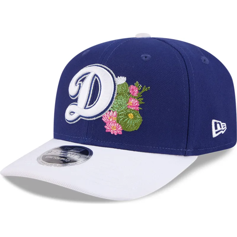 niebiesko-biala-czapka-z-zakrzywionym-daszkiem-snapback-9seventy-stretch-snap-flower-los-angeles-dodgers-mlb-new-era