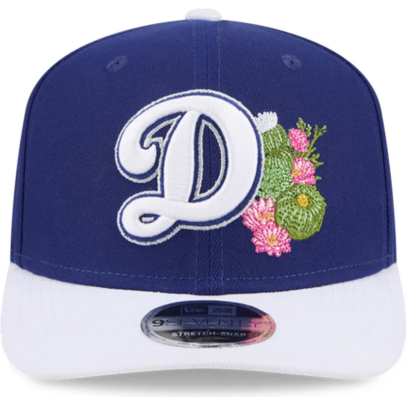 niebiesko-biala-czapka-z-zakrzywionym-daszkiem-snapback-9seventy-stretch-snap-flower-los-angeles-dodgers-mlb-new-era