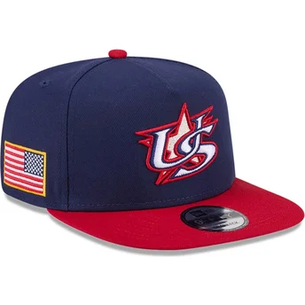 Granatowo-czerwona płaska czapka snapback 9FIFTY A Frame USA 2026 World Baseball Classic New Era