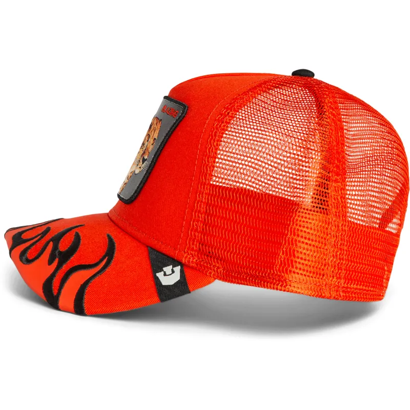 gorra-trucker-naranja-guepardo-blazing-flames-the-farm-de-goorin-bros