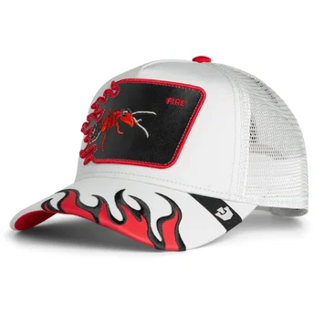 Kepurė išlenkta vilkikas balta snapback hormiga Fire Flames The Farm The Farm de Goorin Bros.