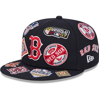Kepurė plokščia tamsiai mėlyna priglundantis 59FIFTY All Over Boston Red Sox MLB New Era