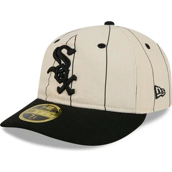 Kepurė plokščia smėlio priglundanti 59FIFTY Retro Crown Linen Chicago White Sox MLB New Era