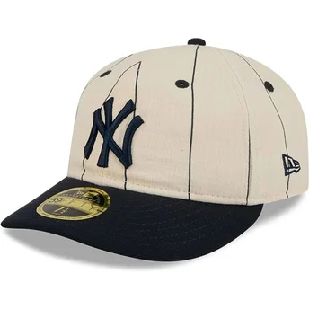 Gorra curva beige ajustada 59FIFTY Retro Crown Linen de New York Yankees MLB de New Era