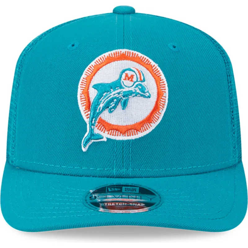 kepure-islenkta-melyna-snapback-9seventy-stretch-snap-evergreen-helmet-miami-dolphins-nfl-new-era