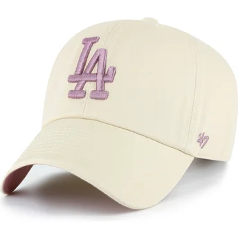 Gorra curva beige ajustable con logo violeta Clean Up Ballpark de Los Angeles Dodgers MLB de 47 Brand
