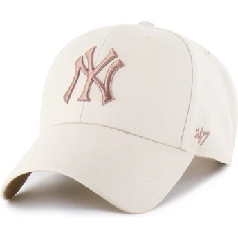 Gorra curva beige snapback con logo marrón MVP Ballpark de New York Yankees MLB de 47 Brand
