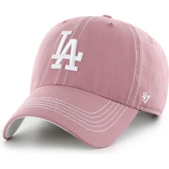 Kepurė išlenkta rožinė reguliuojama juostelė Clean Up Contrast Stitch Los Angeles Dodgers MLB 47 Brand