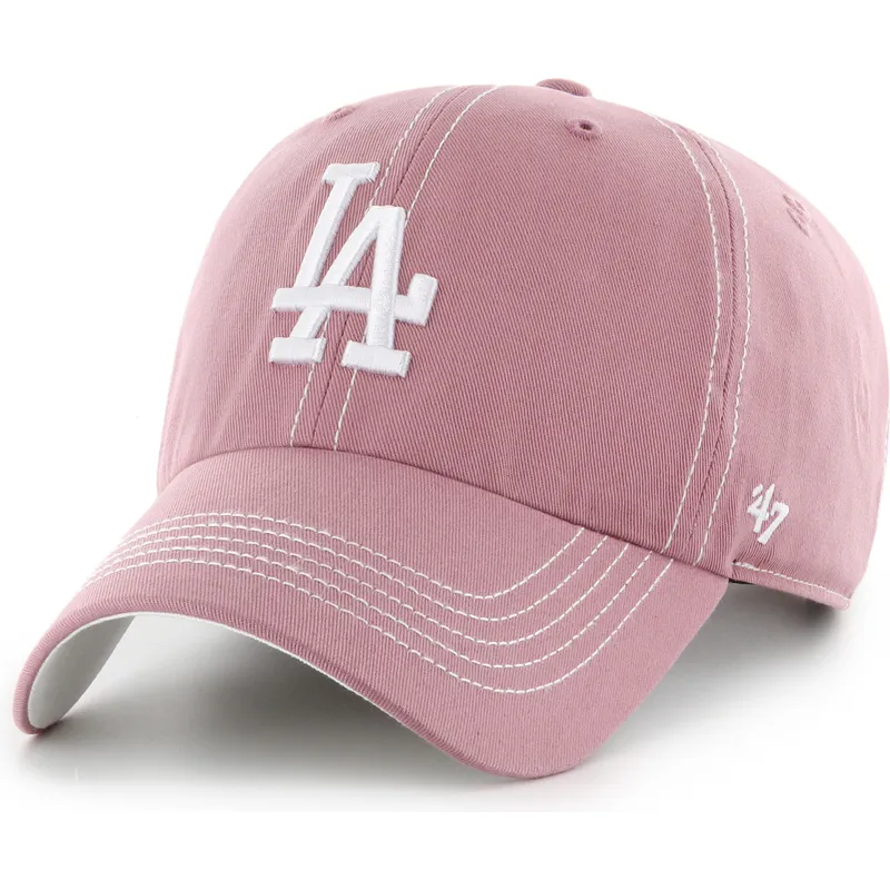 rozowa-regulowana-czapka-z-zakrzywionym-daszkiem-clean-up-contrast-stitch-los-angeles-dodgers-mlb-od-47-brand