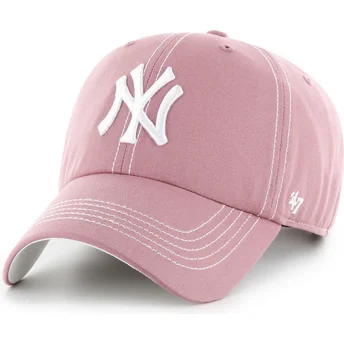 Kepurė išlenkta rožinė reguliuojamas Clean Up Contrast Stitch New York Yankees MLB 47 Brand