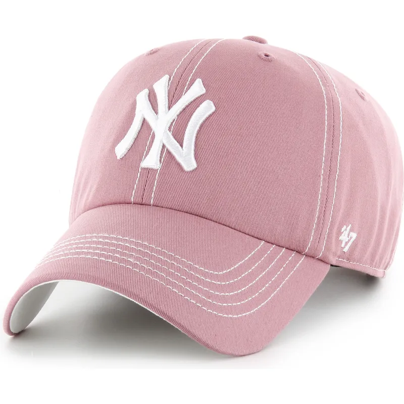cap-islenkta-pink-adjustable-strap-clean-up-contrast-stitch-new-york-yankees-mlb-47-brand