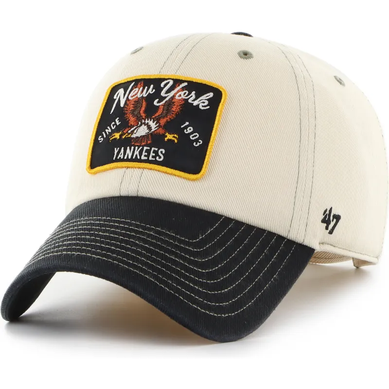 gorra-curva-beige-y-negra-ajustable-clean-up-keepsake-de-new-york-yankees-mlb-de-47-brand