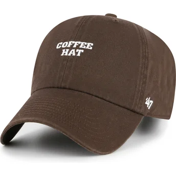 47 Brand Curved Brim Coffee Hat Phrase Clean Up Base Runner Icon Brown Adjustable Cap