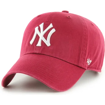 Kepurė išlenkta raudona reguliuojama juostelė Clean Up New York Yankees MLB 47 Brand