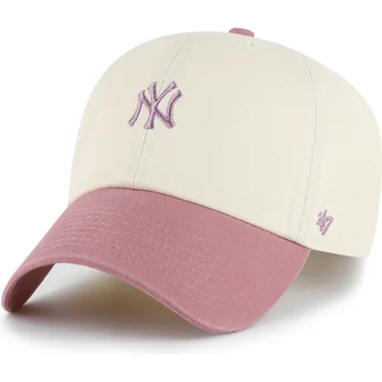 Beżowo-różowa regulowana czapka z daszkiem Clean Up Base Runner Two Tone New York Yankees MLB od 47 Brand