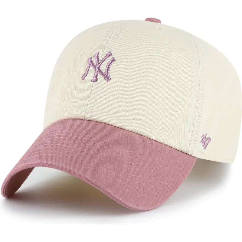 bezowo-rozowa-regulowana-czapka-z-daszkiem-clean-up-base-runner-two-tone-new-york-yankees-mlb-od-47-brand