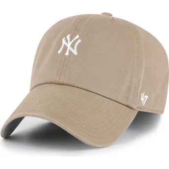 47 Brand Curved Brim Clean Up Base Runner New York Yankees MLB Brown Adjustable Cap