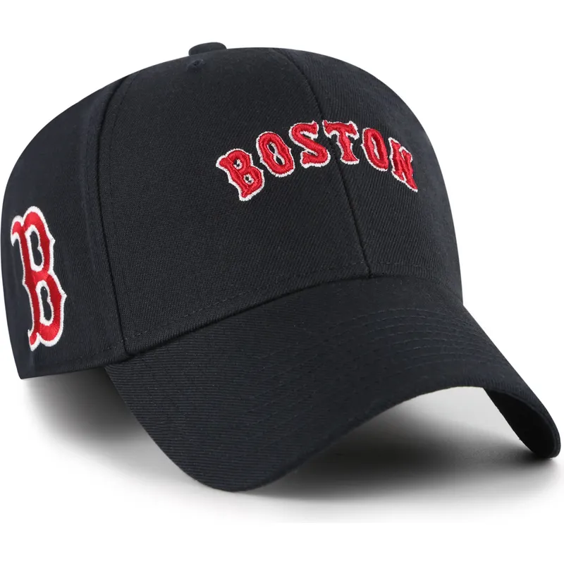 cap-islenkta-navy-blue-adjustable-strap-mvp-ballpark-script-shot-boston-red-sox-mlb-47-brand