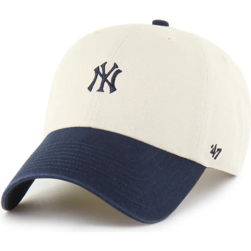 cap-islenkta-beige-adjustable-strap-clean-up-base-runner-sure-shot-two-tone-new-york-yankees-mlb-47-brand