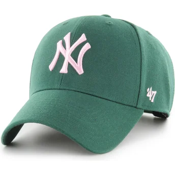 Zielona czapka z daszkiem snapback z różowym logo MVP New York Yankees MLB od 47 Brand