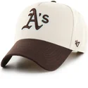 czapka-z-daszkiem-bezowo-brazowa-snapback-mvp-dt-sure-shot-two-tone-cotton-oakland-athletics-mlb-od-47-brand