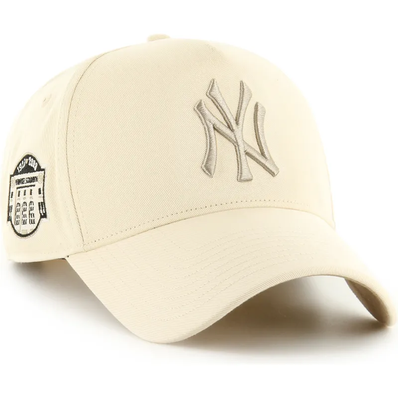 47-brand-curved-brim-mvp-dt-sure-shot-two-tone-cotton-new-york-yankees-mlb-beige-snapback-cap-with-beige-logo