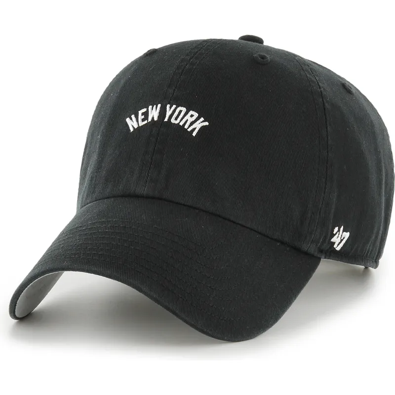 kepure-islenkta-juoda-reguliuojama-juostele-clean-up-base-runner-script-new-york-yankees-mlb-47-brand