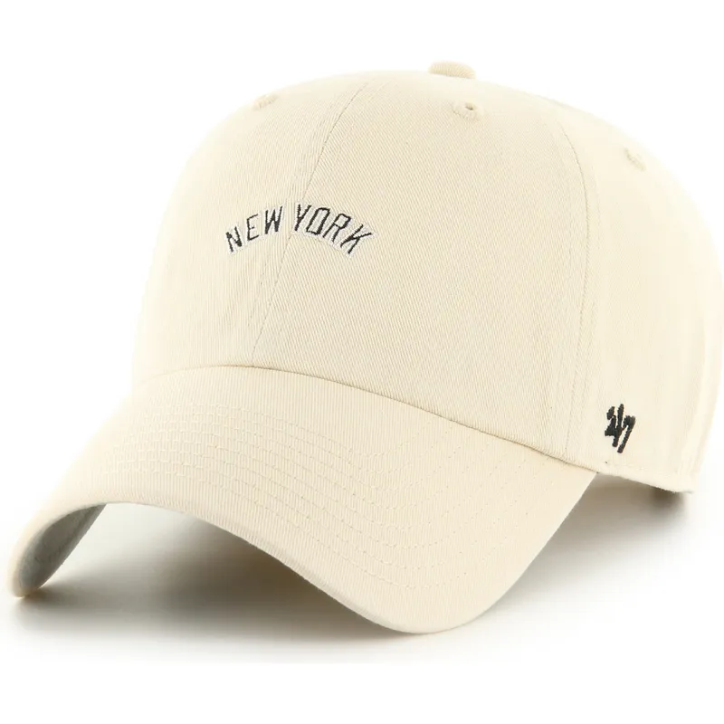 cap-islenkta-beige-adjustable-strap-clean-up-base-runner-script-new-york-yankees-mlb-47-brand