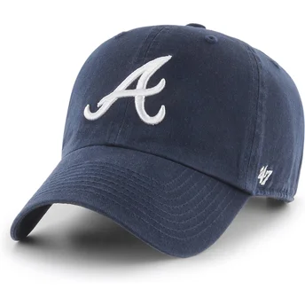 Granatowa zakrzywiona czapka z regulacją Clean Up Atlanta Braves MLB od 47 Brand