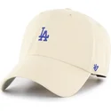 47-brand-curved-brim-blue-logo-clean-up-base-runner-los-angeles-dodgers-mlb-beige-adjustable-cap