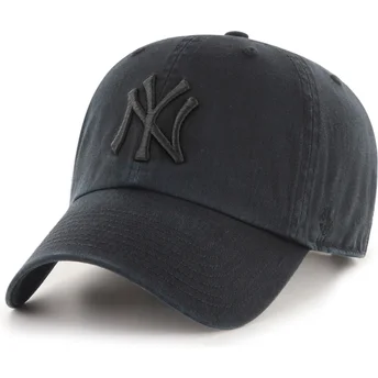 Czarna regulowana czapka z zakrzywionym daszkiem z czarnym logo Clean Up New York Yankees MLB od 47 Brand