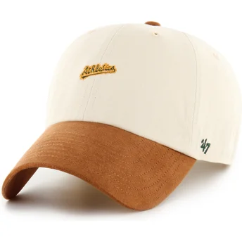 Kepurė išlenkta smėlio reguliuojama juostelė marrón Clean Up Mini Script Suede Visor Oakland Athletics MLB 47 Brand