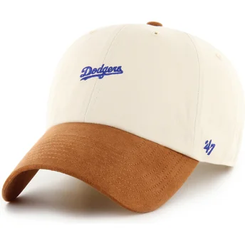 Cap išlenkta beige adjustable strap marrón Clean Up Mini Script Suede Visor Los Angeles Dodgers MLB 47 Brand