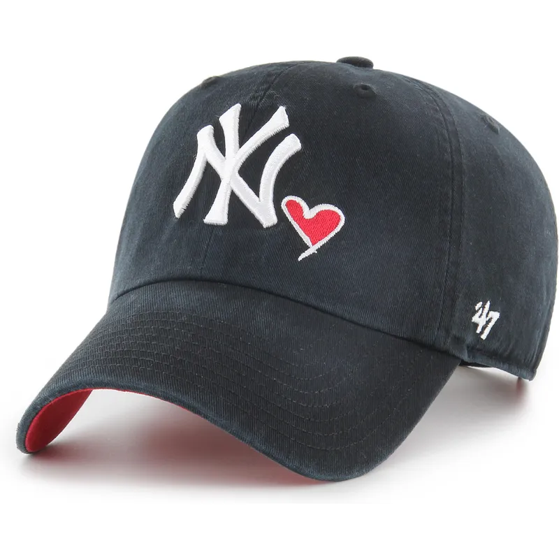 kepure-islenkta-juoda-reguliuojamas-clean-up-heart-icon-new-york-yankees-mlb-47-brand