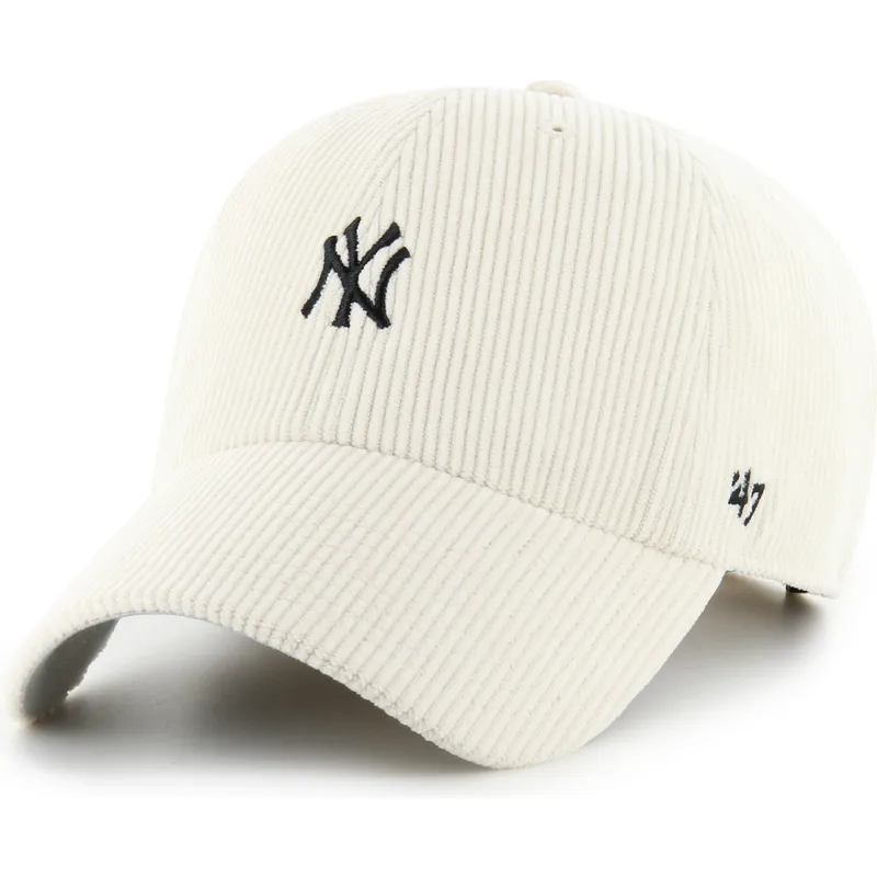 cap-islenkta-beige-adjustable-strap-clean-up-cord-base-runner-new-york-yankees-mlb-47-brand