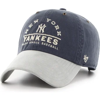 Granatowo-szara regulowana czapka z daszkiem Clean Up Windham Suede Vintage New York Yankees MLB od 47 Brand