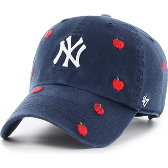 Gorra curva azul marino ajustable Clean Up Scatter Apple de New York Yankees MLB de 47 Brand