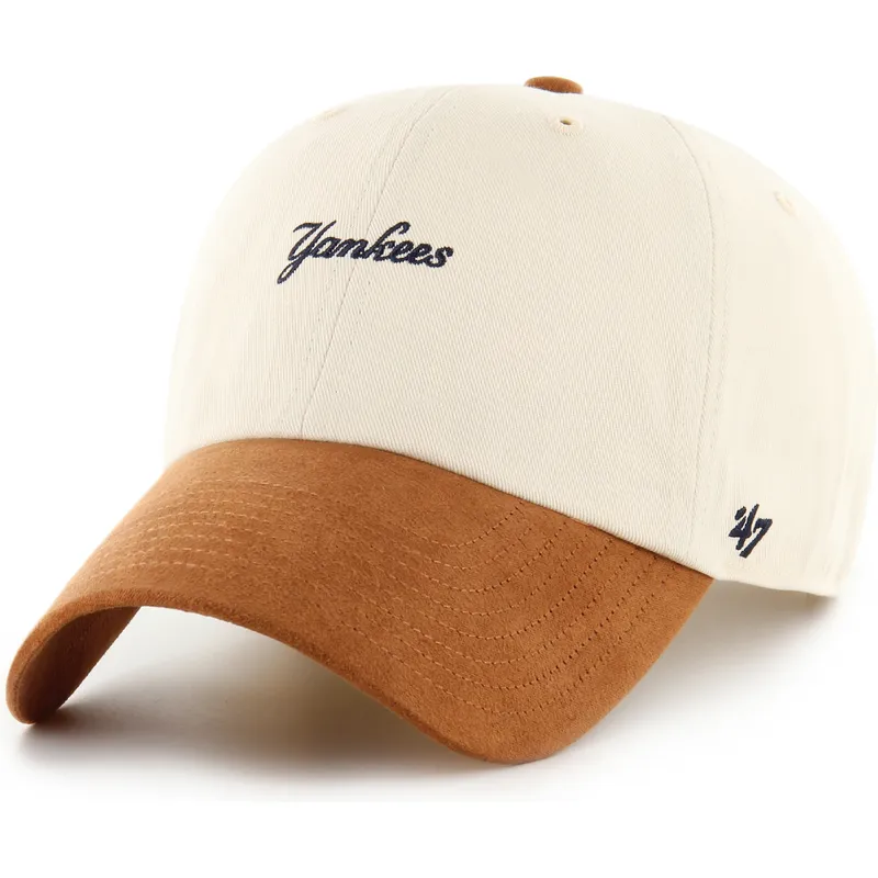 cap-islenkta-beige-adjustable-strap-marron-clean-up-mini-script-suede-visor-new-york-yankees-mlb-47-brand cap-islenkta-beige-adjustable-strap-marron-clean-up-mini-script-suede-visor-new-york-yankees-mlb-47-brand