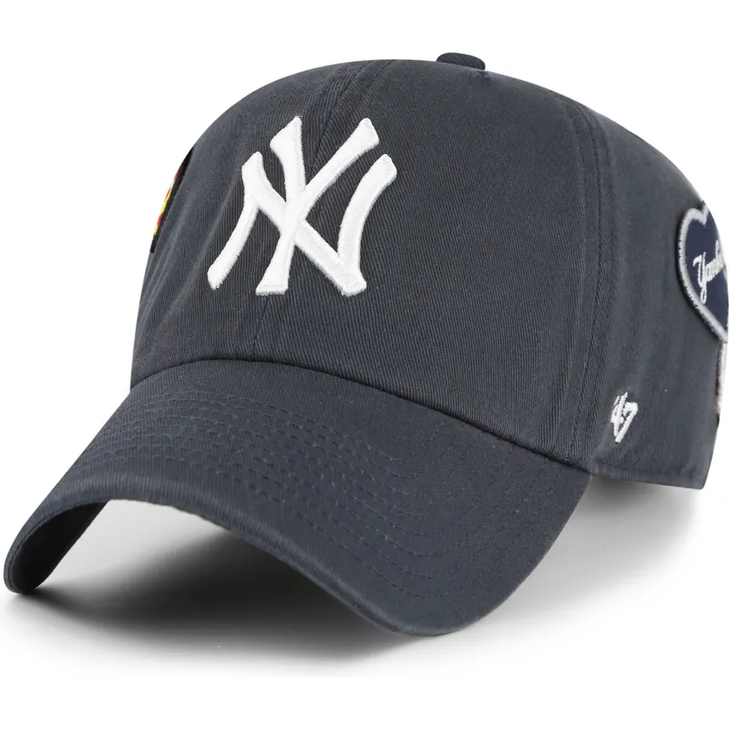 kepure-islenkta-tamsiai-melyna-reguliuojamas-clean-up-badges-vintage-new-york-yankees-mlb-47-brand