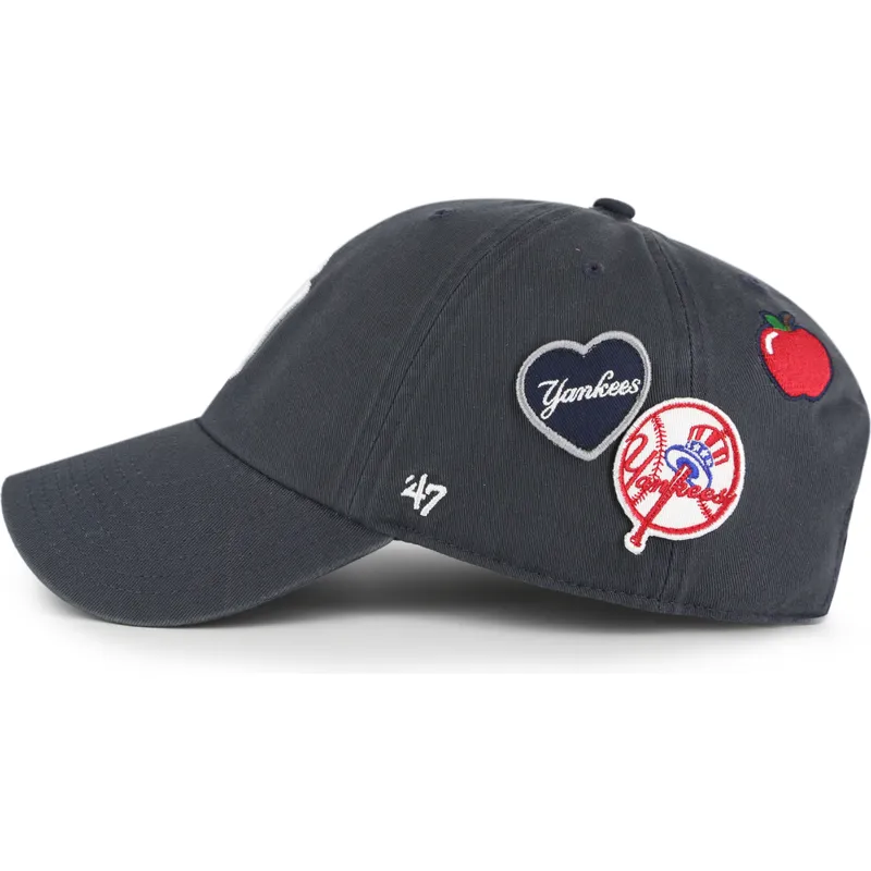kepure-islenkta-tamsiai-melyna-reguliuojamas-clean-up-badges-vintage-new-york-yankees-mlb-47-brand